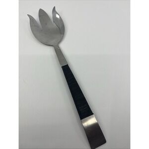 NASCO Japan Large Salad Fork Black Twine Handle Serving Stainless  11.5"